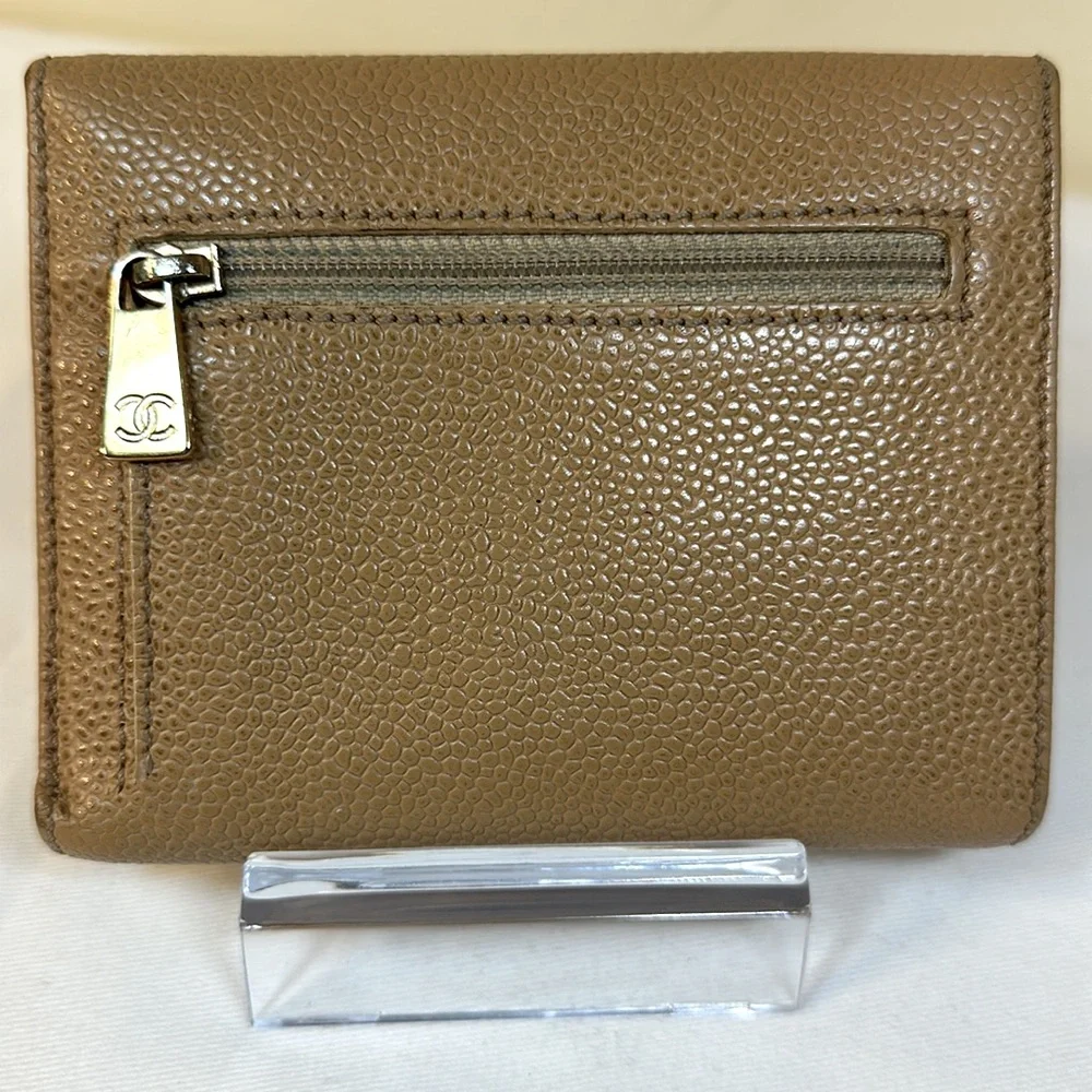 CHANEL CC Caviar Small Wallet Tan w/Serial Sticker 2002-2003 - Picture 2 of 14